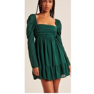 Emerald green long sleeved babydoll dress